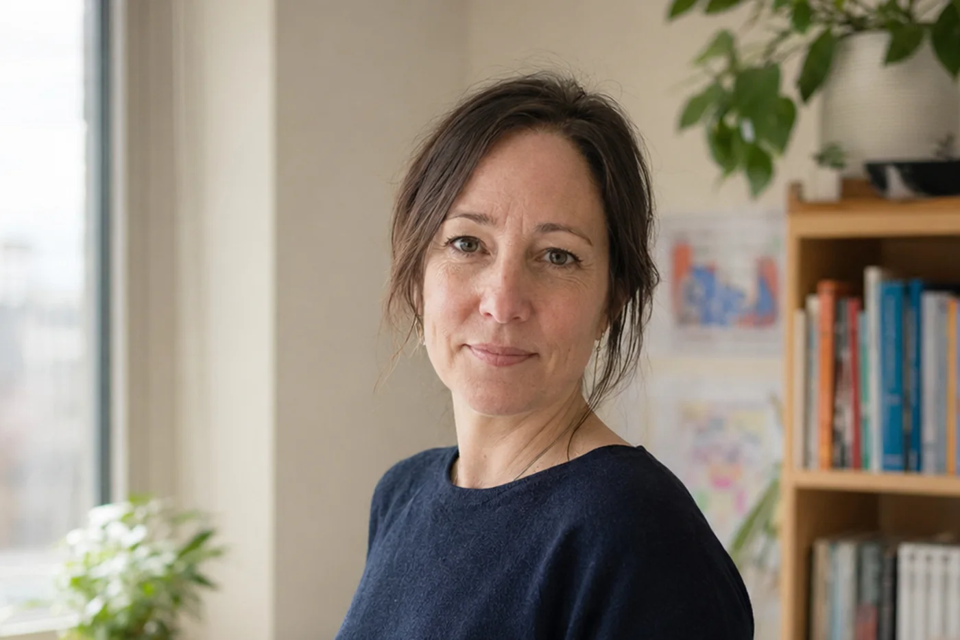 Une enseignante dans son local de travail